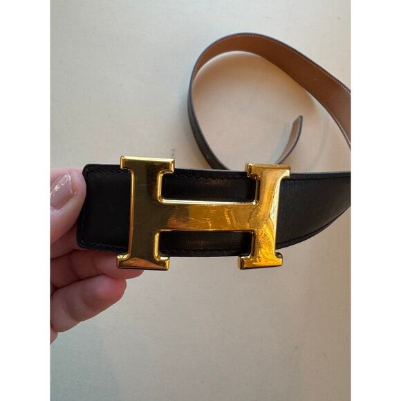 Hermes H Constance Black Brown Leather Belt GHW 65 cm 25.5" XSmall XS CoA - Picture 7 of 9